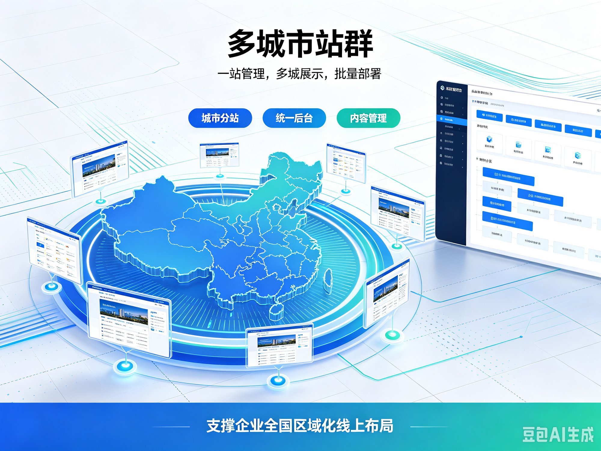 天酬网络多城市站群系统控制台界面